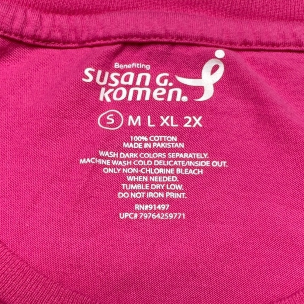 Susan G. Komen Pink Short Sleeve Women's Top Size Small Glittery - Picture 4 of 5